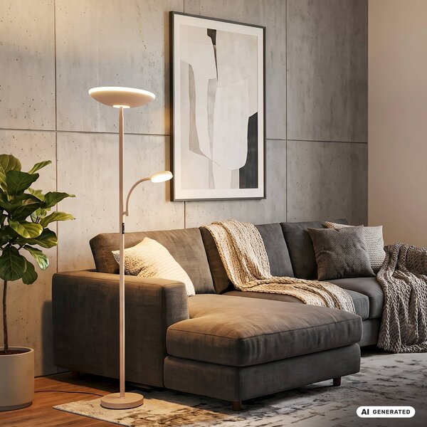 Briloner Lampada da terra Sira, dimmerabile, Crema / Ambra, Studio / Ufficio, Metallo, Moderno, Lampada da terra