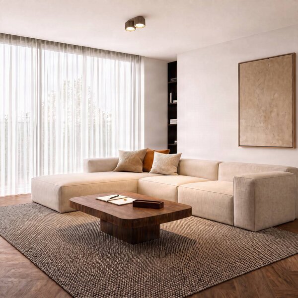 Plafoniera soffitto Aura 2 SOLLUX LIGHTING, dimmerabile, Alluminio / Grigio / Zincato, Corridoio, Alluminio, Moderno, Plafoniera