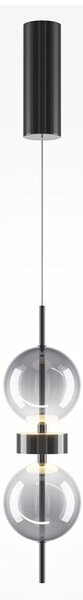 DOUBLE MOON SOSPENSIONE CON 2 SFERE IN VETRO FUME LED 8W LUCE 3000K DESIGN MODERNO