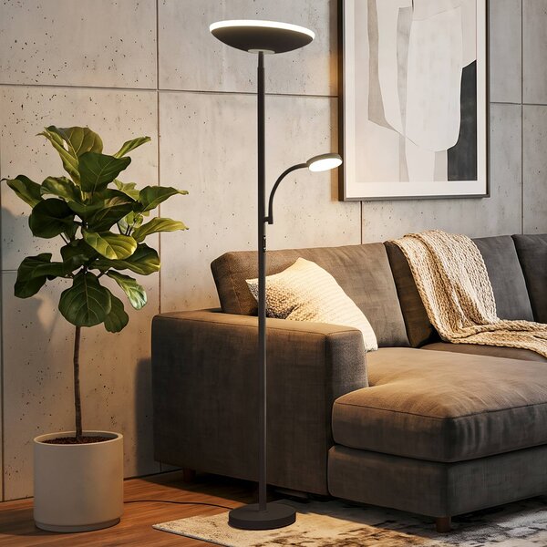 Briloner Lampada da terra Sira, dimmerabile, Nero, Studio / Ufficio, Metallo, Moderno, Lampada da terra