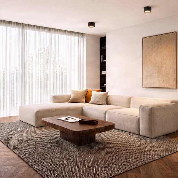 Plafoniera soffitto Aura 1 SOLLUX LIGHTING, dimmerabile, Nero, Corridoio, Alluminio, Moderno, Plafoniera