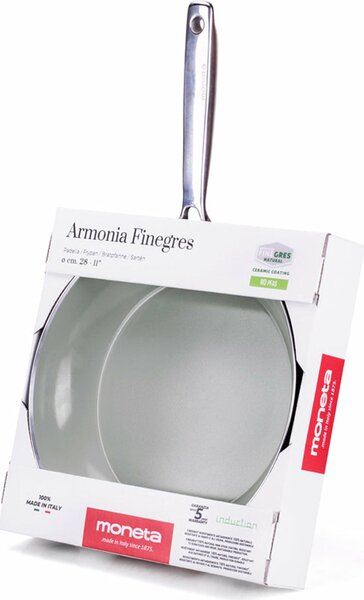MONETA Padella Antiaderente Induzione in Alluminio 20 cm colore Nero Armonia Finegres