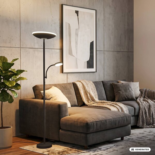 Briloner Lampada da terra Sira, dimmerabile, Nero, Studio / Ufficio, Metallo, Moderno, Lampada da terra