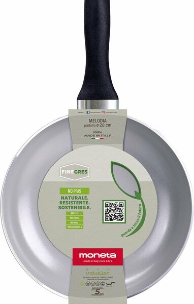 MONETA Padella Antiaderente Induzione in Alluminio 20 cm colore Grigio Melodia Finegres