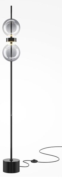 DOUBLE MOON PIANTANA A 2 LUCI NERA CON SFERE FUME LED 15W LUCE 3000K DIMMERABILE DESIGN MODERNO