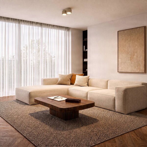 Plafoniera soffitto Aura 2 SOLLUX LIGHTING, dimmerabile, Crema / Ambra, Corridoio, Alluminio, Moderno, Plafoniera