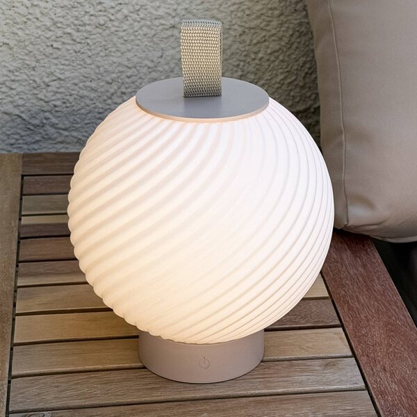 Briloner Lampada LED da tavolo ricaricabile Brilo unplugged Globe, beige/bianco, IP44 dimmerabile, Crema / Ambra, Corridoio, Plastica, Moderno