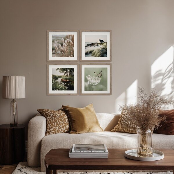 Set di dipinti stampati con cornice inclusa 4 pz 30x30 cm Subtle Nature – Styler