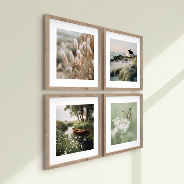 Set di dipinti stampati con cornice inclusa 4 pz 30x30 cm Subtle Nature – Styler