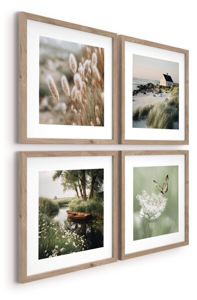 Set di dipinti stampati con cornice inclusa 4 pz 30x30 cm Subtle Nature – Styler