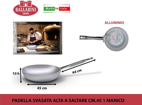 BALLARINI Padella in Alluminio Alta Svasata Saltapasta Professionale 45 cm