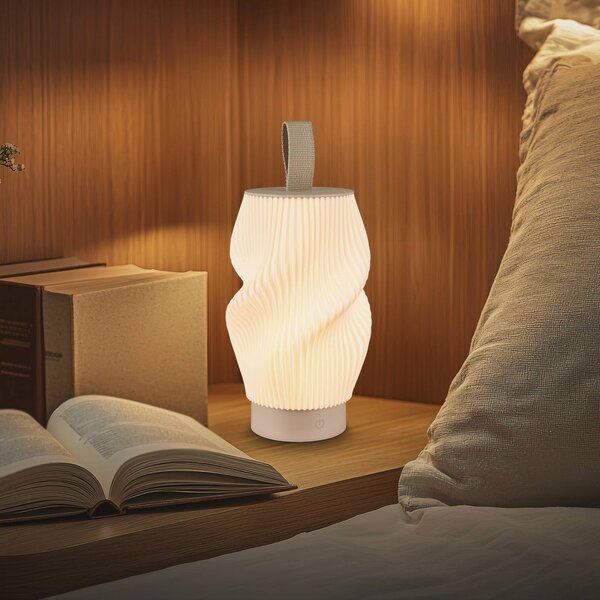 Briloner Lampada LED da tavolo ricaricabile Brilo unplugged Tubi, beige/bianco, IP44 dimmerabile, Crema / Ambra, Camera da letto, Plastica, Moderno