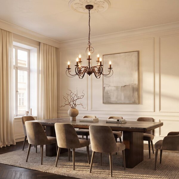 Lampadario a soffitto Caleb Lindby, dimmerabile, Marrone / Ruggine, Corridoio, Metallo, Campagna / Rustiche, Lampadario