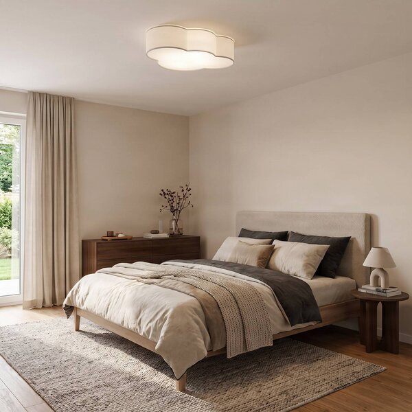 Plafoniera soffitto Cloud TK Lighting, dimmerabile, Bianco / Opale, Soggiorno / Sala da pranzo, Tessuto / Stoffa / Seta, Giovanile, Plafoniera