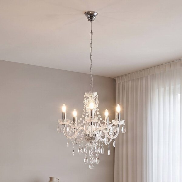 Lampadario a soffitto Merida Lindby, dimmerabile, Chiaro / Trasparente, Soggiorno / Sala da pranzo, Antico, Lampadario