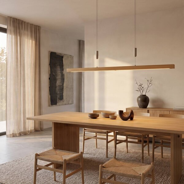 Lampada a sospensione Nora Quitani, dimmerabile, Legno chiaro, Soggiorno / Sala da pranzo, Legno, Moderno, Lampada a sospensione