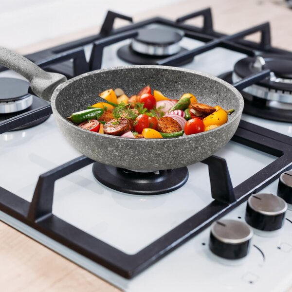 Accademia Mugnano Padella in Alluminio Forgiato 24 cm Rivestimento AM Mineral Stone Cuore di Pietra