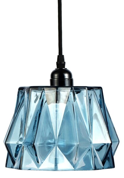Lampada a sospensione Padiro, 19 x 19 x 19 cm, blu, vetro, vetro lavorato, attacco E27