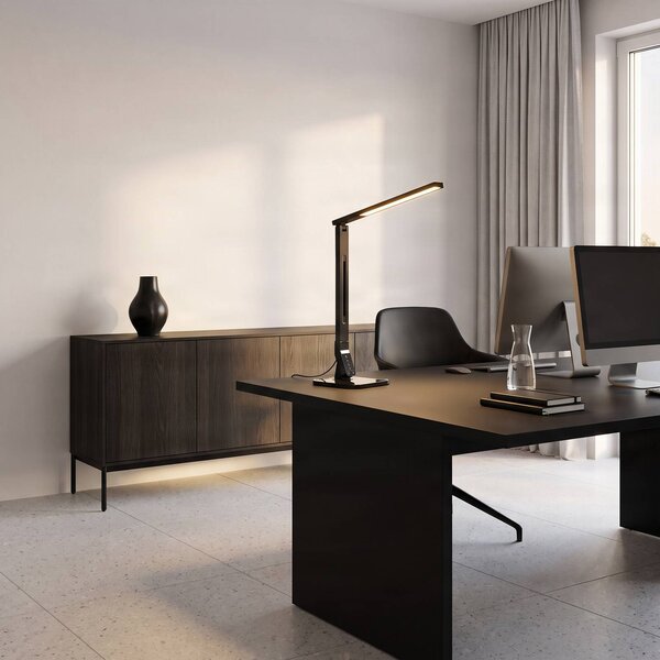 Lampada da scrivania a LED Eleni Lindby, dimmerabile, Nero, Studio / Ufficio, Plastica, Moderno, Lampada da tavolo LED