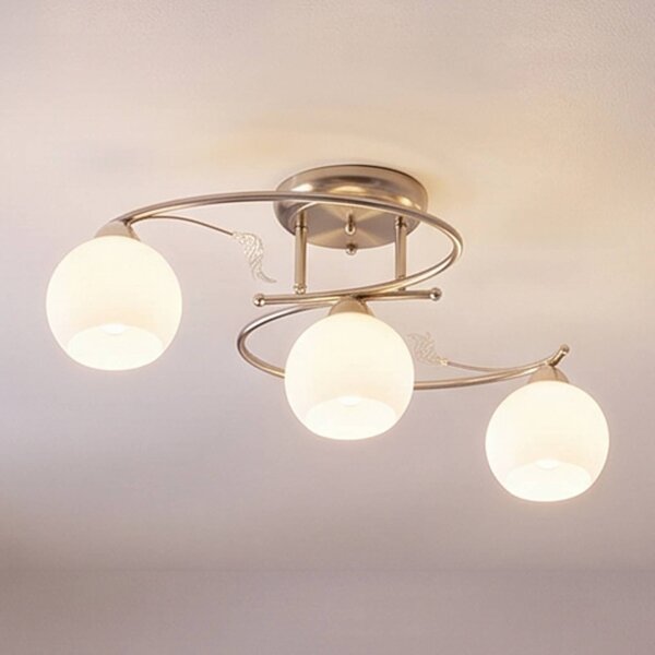 Plafoniera soffitto Svean Lindby, dimmerabile, Alluminio / Grigio / Zincato, Soggiorno / Sala da pranzo, Vetro, Moderno, Plafoniera