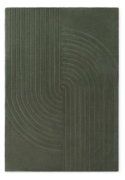 Tappeto verde scuro in lana tessuto a mano 120x180 cm Arcura – Vikosa