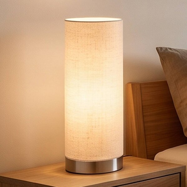 Lampada da tavolo Ronja Lindby, dimmerabile, Crema / Ambra, Camera da letto, Tessuto / Stoffa / Seta, Moderno, Lampada da tavolo