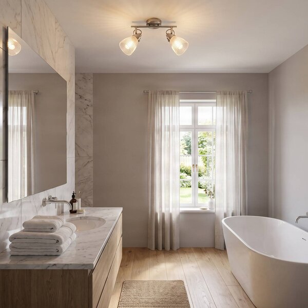 Lampada da parete Kara Lindby, dimmerabile, Alluminio / Grigio / Zincato, Bagno, Vetro, Moderno, Applique
