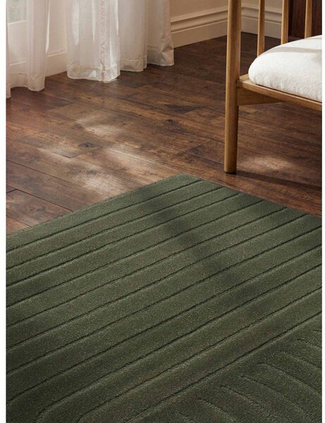 Tappeto verde scuro in lana tessuto a mano 120x180 cm Arcura – Vikosa