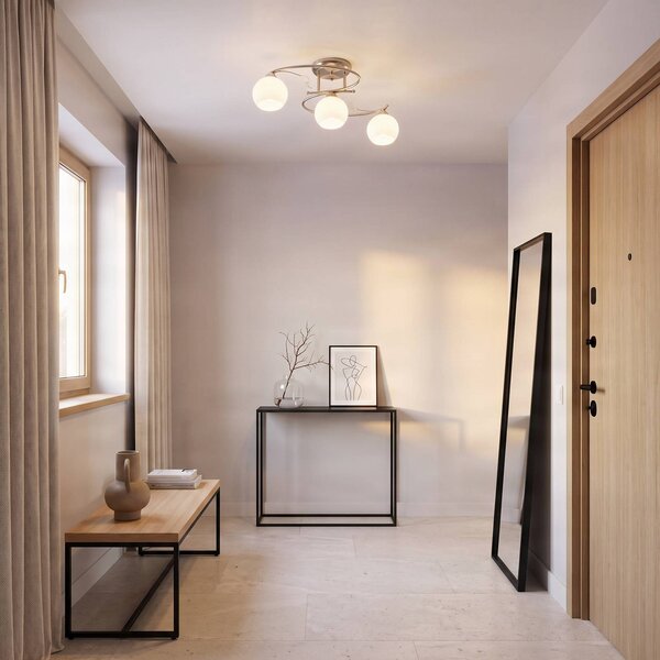 Plafoniera soffitto Svean Lindby, dimmerabile, Alluminio / Grigio / Zincato, Soggiorno / Sala da pranzo, Vetro, Moderno, Plafoniera