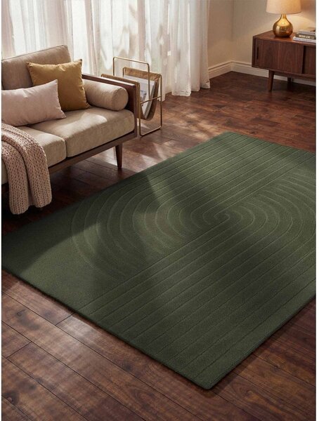 Tappeto verde scuro in lana tessuto a mano 120x180 cm Arcura – Vikosa