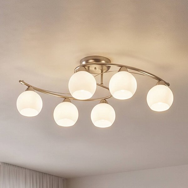 Plafoniera soffitto Svean Lindby, dimmerabile, Alluminio / Grigio / Zincato, Soggiorno / Sala da pranzo, Vetro, Moderno, Plafoniera