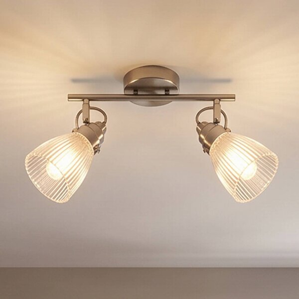 Lampada da parete Kara Lindby, dimmerabile, Alluminio / Grigio / Zincato, Bagno, Vetro, Moderno, Applique