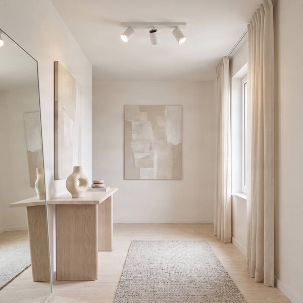 Arcchio Faretto Brinja, bianco, angolare, Ø 6 cm, a 3 luci, GU10 Brinja Arcchio, dimmerabile, Bianco / Opale, Corridoio, Alluminio, Moderno, Faretto