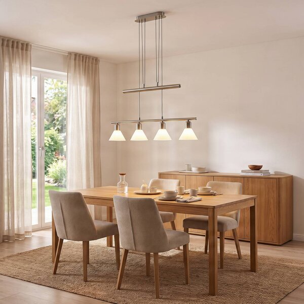 Lampada a sospensione Delira Lindby, dimmerabile, Alluminio / Grigio / Zincato, Soggiorno / Sala da pranzo, Metallo, Moderno, Lampada a sospensione