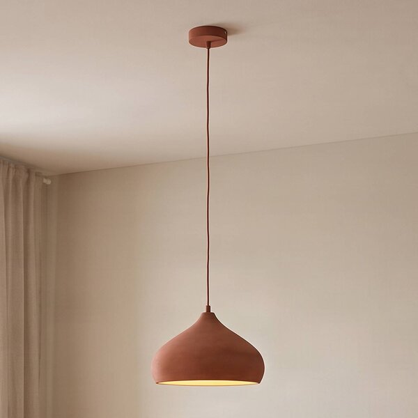 Lampada a sospensione Fiona Lindby, dimmerabile, Terracotta, Soggiorno / Sala da pranzo, calcestruzzo / cemento, Mediterraneo, Lampada a sospensione