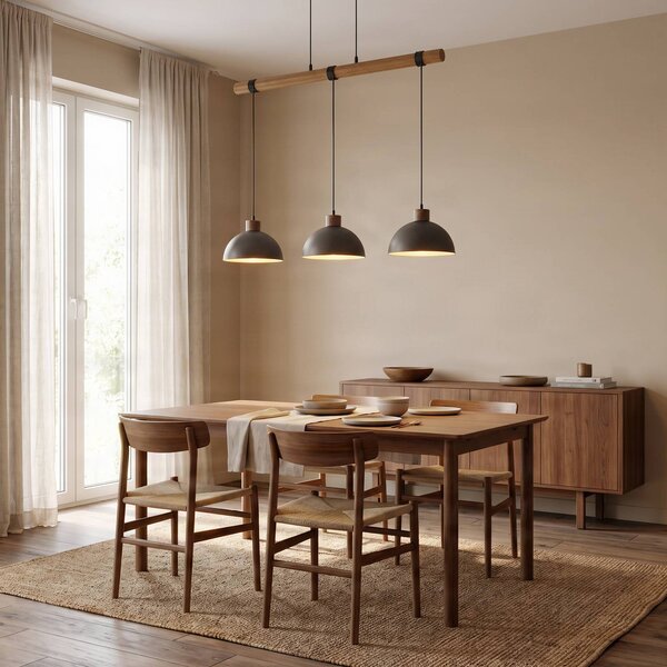 Lampada a sospensione Holgar Lindby, dimmerabile, Alluminio / Grigio / Zincato, Soggiorno / Sala da pranzo, Metallo, Industriale, Lampada a sospensione