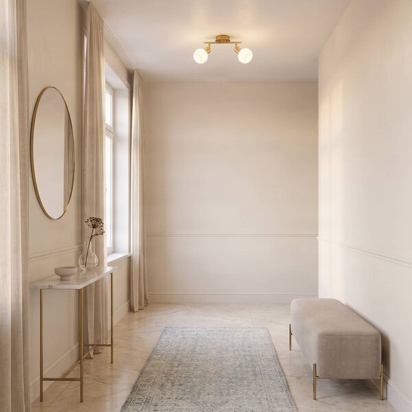 Faretto a soffitto ELAINA Lindby, dimmerabile, Ottone / Oro, Soggiorno / Sala da pranzo, Metallo, Moderno, Plafoniera