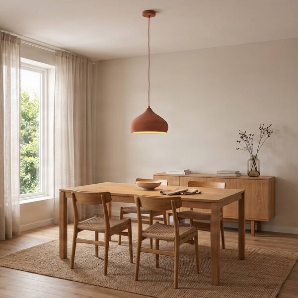 Lampada a sospensione Fiona Lindby, dimmerabile, Terracotta, Soggiorno / Sala da pranzo, calcestruzzo / cemento, Mediterraneo, Lampada a sospensione