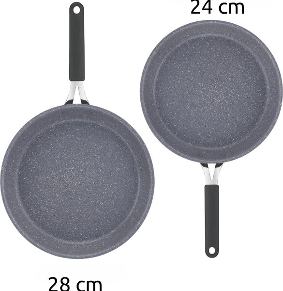 LAGOSTINA Padelle Antiaderenti Induzione in Alluminio Set 2 Pezzi 24-28 cm colore Grigio Tempra Mineral