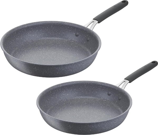 LAGOSTINA Padelle Antiaderenti Induzione in Alluminio Set 2 Pezzi 24-28 cm colore Grigio Tempra Mineral