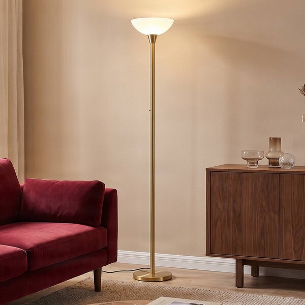Lampada da terra con luce lettura Ignacia Lindby, Ottone / Oro, Soggiorno / Sala da pranzo, Metallo, Moderno, Lampada da terra