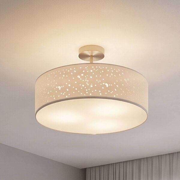 Plafoniera soffitto Umma Lindby, dimmerabile, Bianco / Opale, Soggiorno / Sala da pranzo, Tessuto / Stoffa / Seta, Moderno, Plafoniera