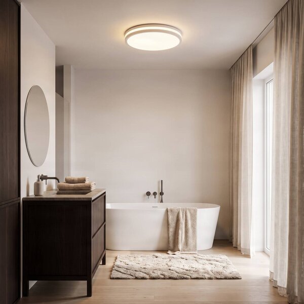 Plafoniera a LED Arnim Lindby, dimmerabile, Bianco / Opale, Bagno, Plastica, Moderno, Plafoniera LED