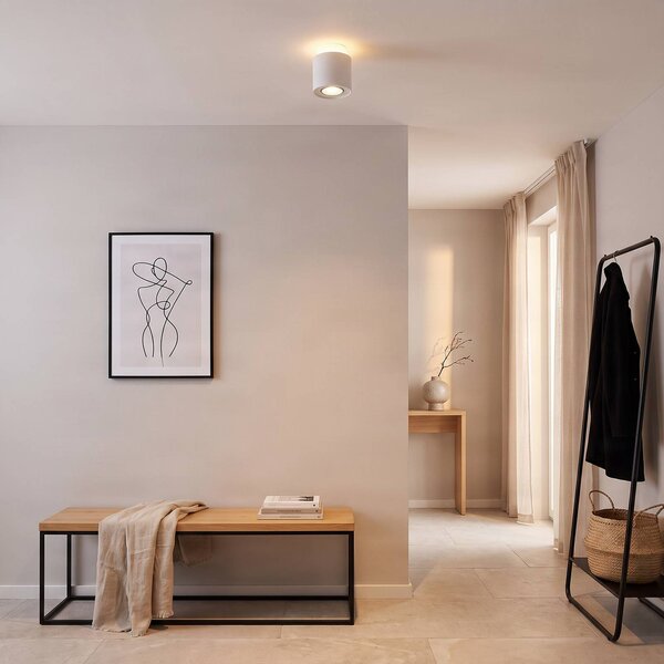Arcchio plafoniera Walisa, Ø 10 cm, bianco, metallo, GU10 Walisa Arcchio, dimmerabile, Bianco / Opale, Soggiorno / Sala da pranzo, Alluminio, Moderno, Faretto