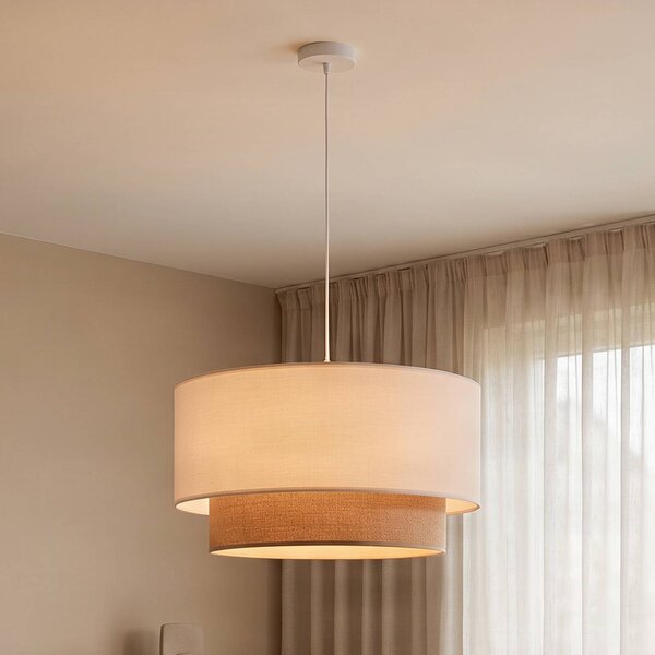 Lampada a sospensione Boho Duolla, dimmerabile, Crema / Ambra, Soggiorno / Sala da pranzo, Tessuto / Stoffa / Seta, Campagna / Rustiche, Lampada a sospensione