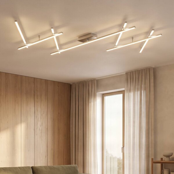 Plafoniera a LED Kerem Lindby, dimmerabile, Alluminio / Grigio / Zincato, Soggiorno / Sala da pranzo, Metallo, Moderno, Plafoniera LED
