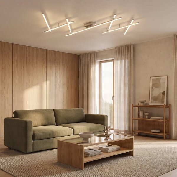 Plafoniera a LED Kerem Lindby, dimmerabile, Alluminio / Grigio / Zincato, Soggiorno / Sala da pranzo, Metallo, Moderno, Plafoniera LED