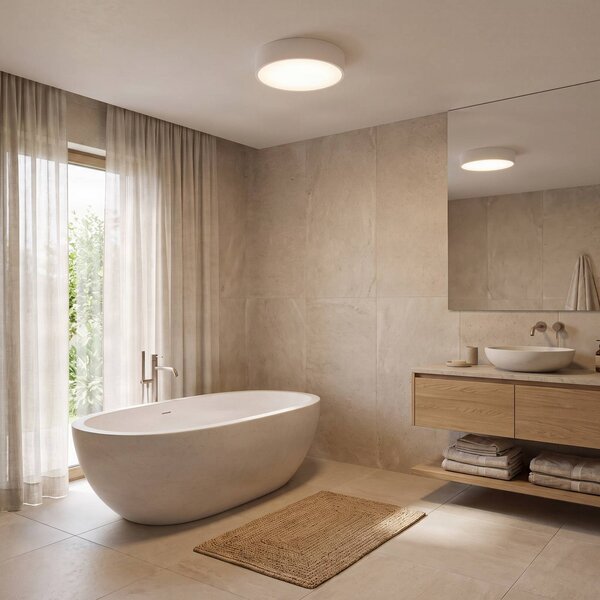 Plafoniera Cleo 300 TEMAR LIGHTING, dimmerabile, Bianco / Opale, Soggiorno / Sala da pranzo, Metallo, Moderno, Plafoniera