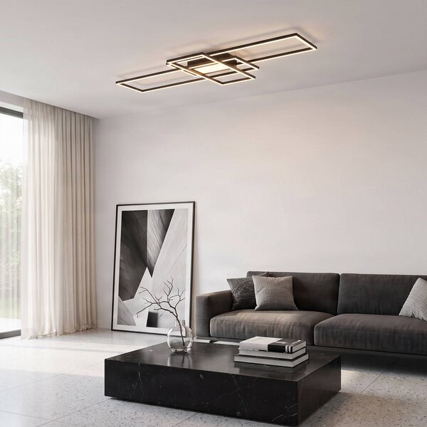 Plafoniera a LED Ismera Lindby, dimmerabile, Nero, Soggiorno / Sala da pranzo, Alluminio, Moderno, Plafoniera LED