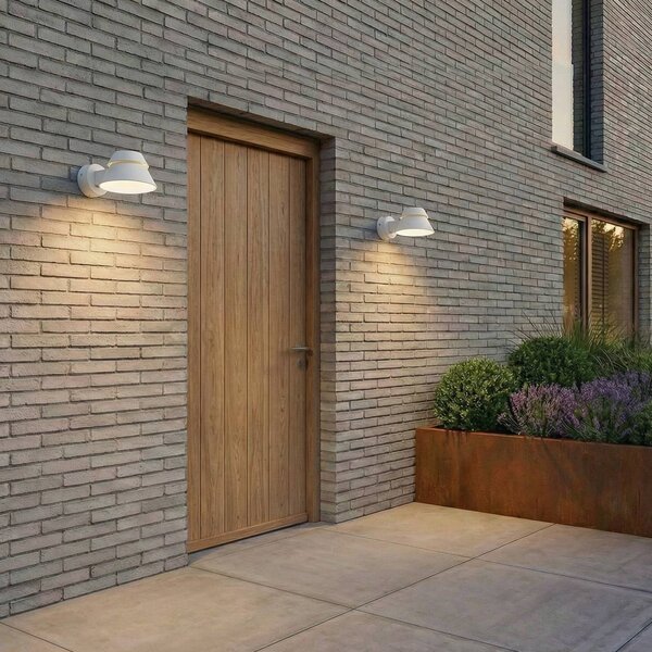 Applique da esterni a LED Moena Lucande, Alluminio / Grigio / Zincato, Alluminio, Moderno, Applique LED da esterni